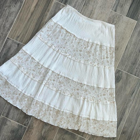 Elementz Cream Lace Tiered Maxi Skirt - Picture 1 of 4